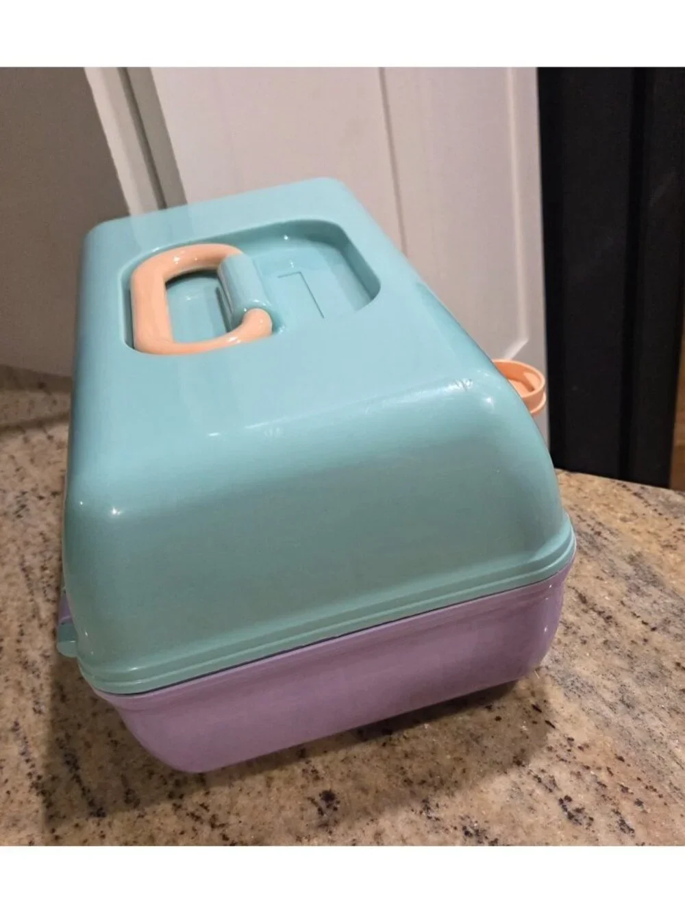 Caboodles Lavender Purple & Mint Green Makeup Carrying Case Mirror Fold out